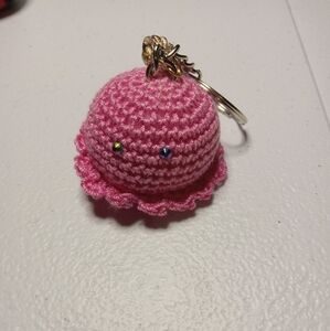 Handmade baby octopus keychain with seashell charm